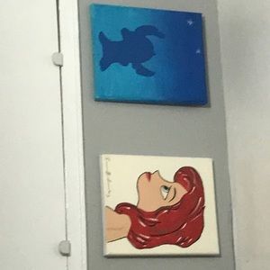 Disney stitch and little mermaid painting